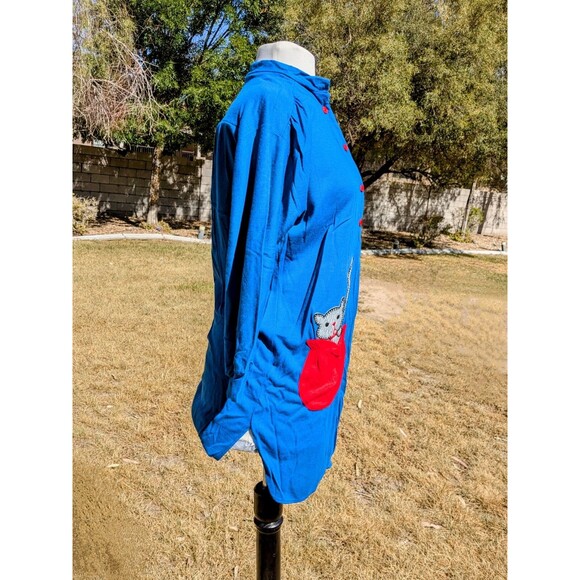 Vintage 90s Jennifer Dale Cat Pocket Sleep Relax Long Shirt/Gown Womens Sz 7 EUC - Picture 4 of 7